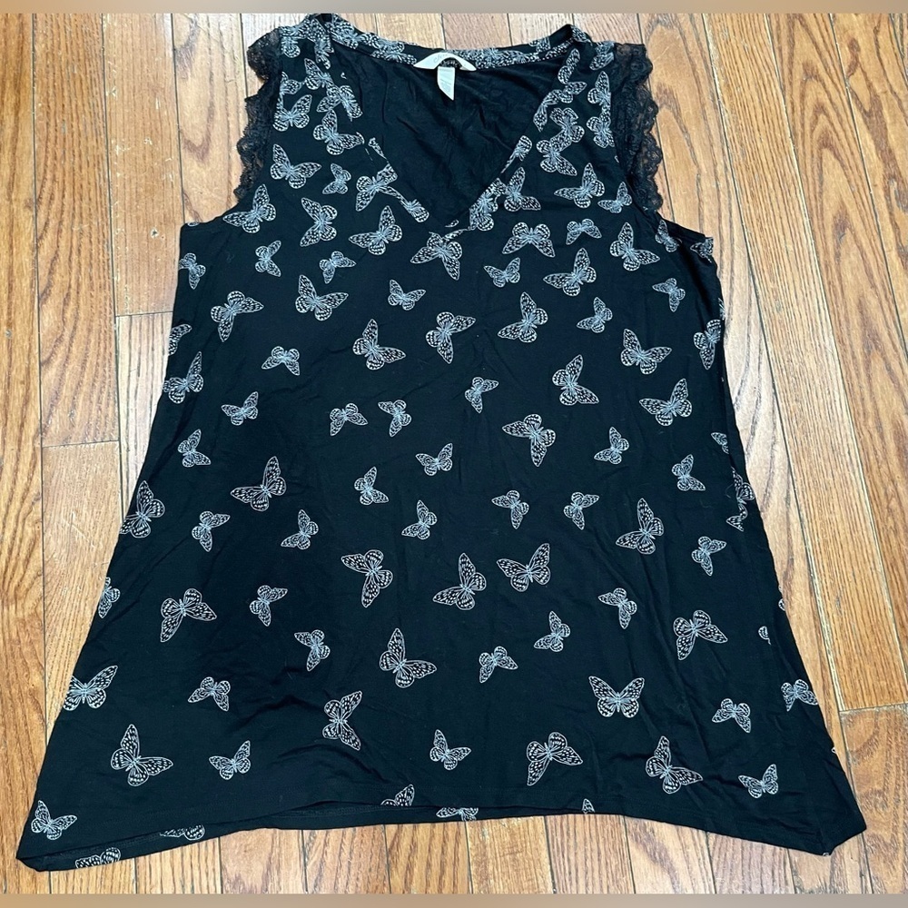 Soma Black Butterfly Pattern Tank Top